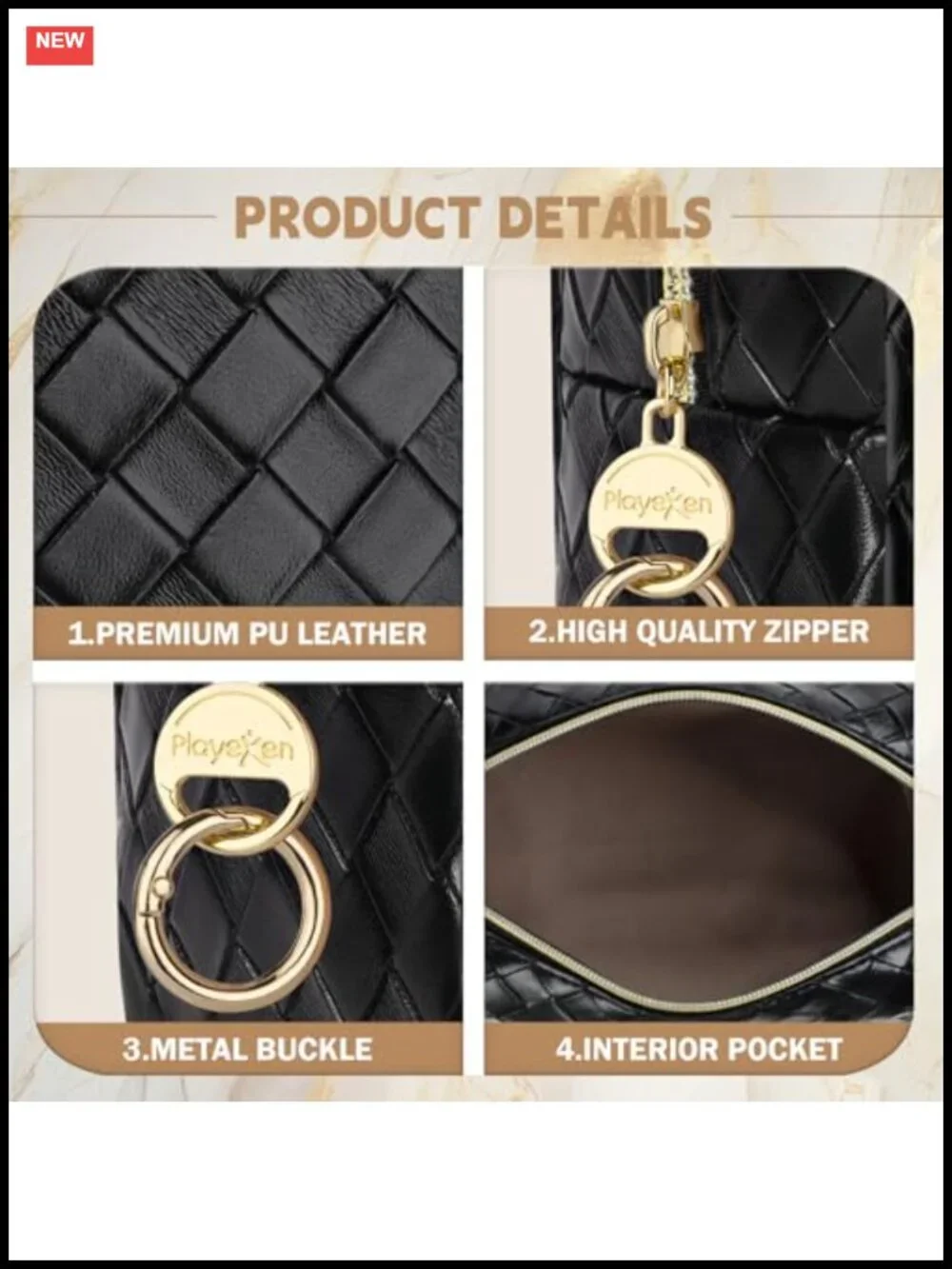 2 Pack PU Leather Cosmetic Bags, Large Travel Makeup Organizer Pouch with Ring
